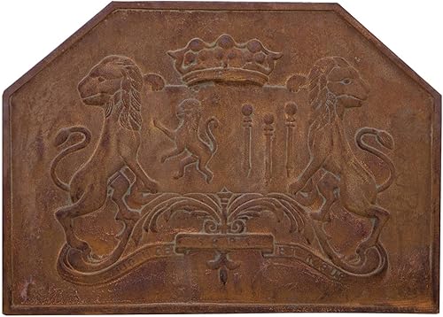 Frontone con Stemma 88x3x64 cm | Piastra per Camino Funzionale e Decorativa | Frontone Camino in ghisa - Honorern