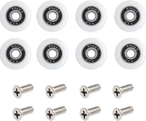 Set di 8 Rulli per Doccia, 27mm Ruote e Cuscinetti Box Doccia, Rotelle con Vite, Ricambi per Porte Scorrevoli - Honorern