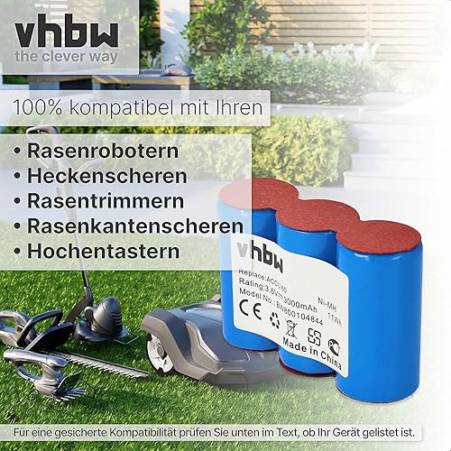 batteria compatibile con tosaerba Gardena Accu 45 (8808), Accu 60 (8800, 8810), Wolf RV-E6 7084889, Garne Vario RV-E6 - (NiMH, 3000mAh, 3.6V) - Honorern
