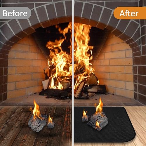 60 cm x 106 cm, tappeto ignifugo per camini e stufe a legna, ignifugo, per proteggere i pavimenti in scintille braci (a forma di D) - Honorern