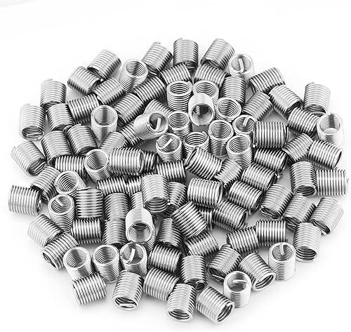 100 Pezzi Inserti Filettati Elicoidali, M8 X 1,25 M8x1,25 Inserto 304 Inserti Filettati Elicoidali Filo a Spirale, Kit Assortimento di Inserti per Riparazione Filettati Filo - Honorern