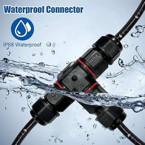Riisoyu 2pcs Scatola di Giunzione Impermeabile IP68, 3 Vie Connettore Manicotto di Collegamento IP68 con pinze di stripping cacciavite Connettori cavi elettrici elettrico per Diametro Cavo Ø 6-10 mm - Honorern