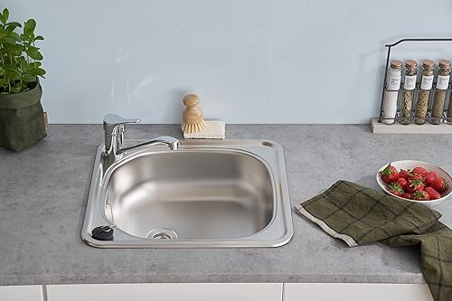 Respekta Dallas Lavello in Acciaio Inox/Lavello da Incasso 1 Vasca in 86 x 50 cm/Lavello in Acciaio Inox adatto per basi da 50 cm di larghezza - Honorern