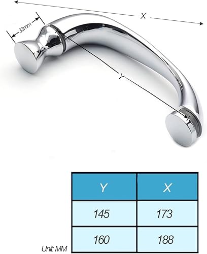 Set di ricambio per maniglie per porta doccia, maniglie per porte da bagno per box doccia, maniglie per porte interne/esterne (dimensioni : 160 mm) - Honorern