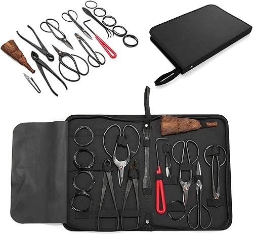 14 Pezzi Set di Attrezzi da Giardino Kit Bonsai,Kit Bonsai per Albero Bonsai, Include Forbici Potatura, Forbici Bonsai, Mini Rastrello, Pala a Punta Tonda, Filo Bonsai - Honorern