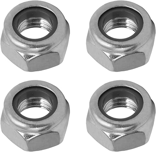 M8 x 1.25mm Hex Lock Dado x 4pz 304 Stainless Steel Left Hand Filettatura Blocco Inserito Esagonale Dado Elementi di fissaggio per Macchinari Fissaggio, [Argento Tono] - Honorern