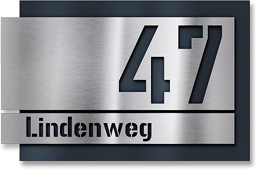Numero civico individuale in acciaio inox – Numero civico in antracite RAL 7016 – Targa per porta con numero civico laser – Antigraffio e robusto – Made in Germany – Effetto 3D – Dimensioni - Honorern