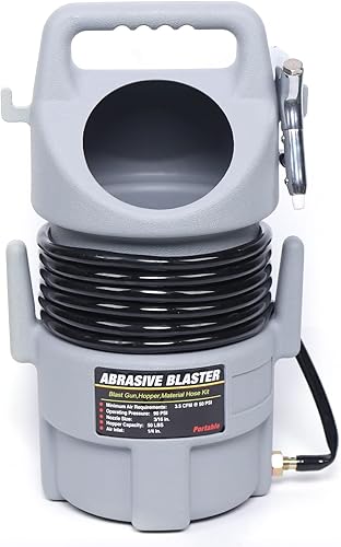 Impianto di sabbiatura mobile, sabbiatrice per sabbiatura, tubo ad aria compressa, pistola per sabbiatura pneumatica, set professionale e mobile, con sabbiatrice - Honorern