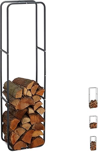 Relaxdays Scaffale, Porta-Legna per Camino, Stufa, Interni ed Esterni, Antracite, HxL 150 x 40 cm - Honorern