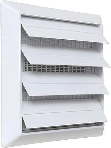 La Ventilazione S19125RB Griglia di ventilazione da Sovrapporre in ABS, Bianco, con Alette a gravità e rete antinsetti. Dimensioni 185x185 mm - Honorern