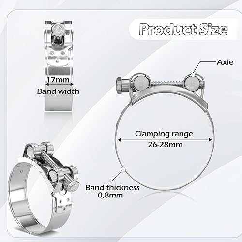 2 pezzi di fascette stringitubo articolate in acciaio inossidabile, campo di serraggio 32-35 mm, W4, fascette stringitubo regolabili, fascette stringitubo articolate di alta qualità - Honorern