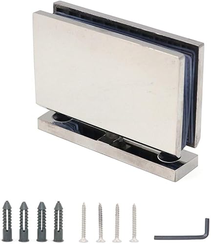 Set di 2 cerniere per porte in vetro senza telaio NUZAMAS, accessori per l'installazione della doccia, acciaio inossidabile 304, cerniera per porta in vetro a 360 gradi - Honorern