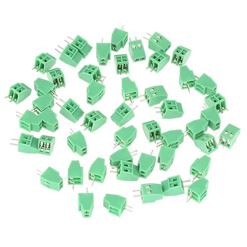 50 pezzi Passo PCB morsettiera vite, 2Pin Morsetti a Vite per Montaggio su PCB Morsetto 2.54 mm, Verde - Honorern