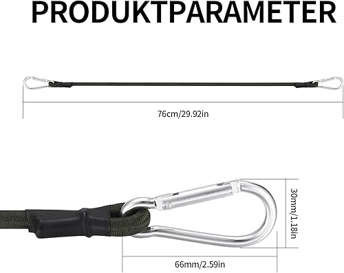 4 elastici con moschettone, 60 cm di espansione con gancio, corda di espansione con moschettone, tenditore per bagagli, tendicinghia in gomma con gancio, corda bungee per bagagli, teloni, fissaggio - Honorern