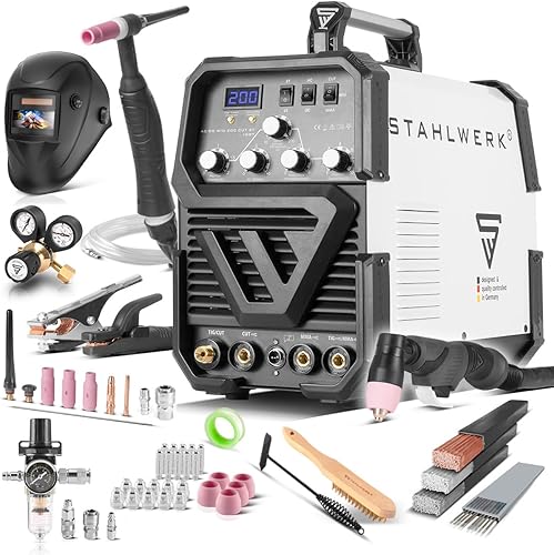 Completamente equipaggiata STAHLWERK AC/DC TIG 200 Plasma ST IGBT Combi 200 Amp TIG MMA e saldatrice 50 A CUT Tagliatrice al plasma, idonea ALU, 7 anni di garanzia - Honorern