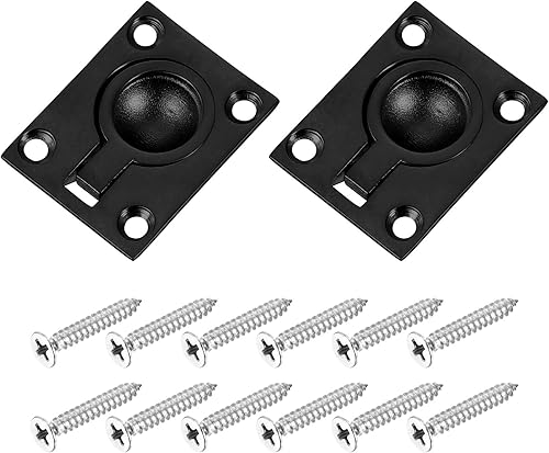 2Pz Maniglia ad Anello ad Incasso, 1,89 Pollici x 1,5 Pollici Maniglia a Incasso Rettangolare in Acciaio Inossidabile Con Viti per Mobili, Barche, Nero - Honorern