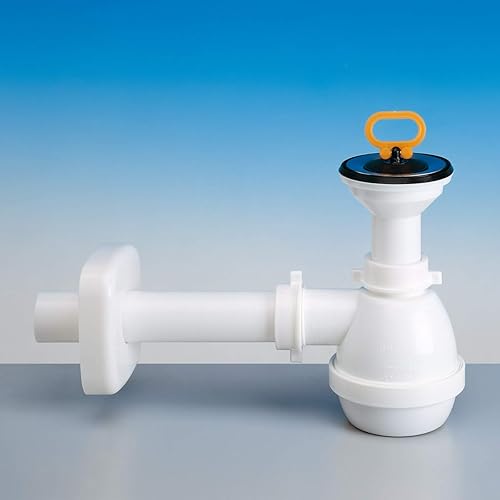 1311.011 Sifone tipo “M” per lavelli in ceramica ad una vasca con tubo scarico in Polypropylene bianco Ø40 - Honorern