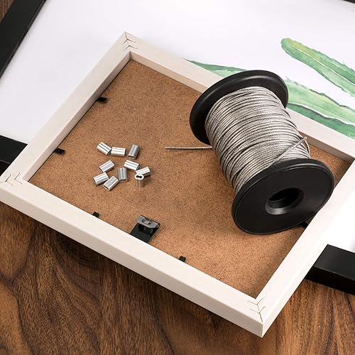 Filo rivestito in vinile per appendere cornici, bobina di filo in acciaio inossidabile con 20 manicotti in alluminio, supporta fino a 49,9 kg (1,5 mm x 98 piedi) - Honorern