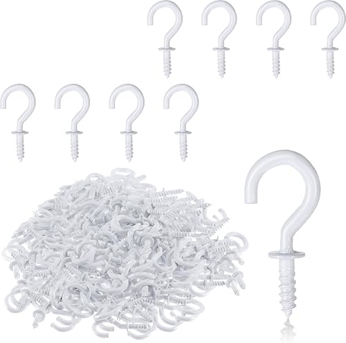 100 piccoli ganci a vite, mini ganci da soffitto per legno, per piante, decorazioni artistiche, chiavi, decorazione natalizia, ideali per il giardino (bianco) - Honorern