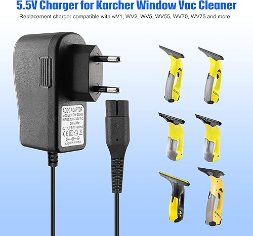 Xahpower 5,5V Caricatore per Karcher Window Vac, Cavo di Ricarica Compatibile con WV1, WV1 Plus, WV2, WV2 Plus, WV5, WV60, WV70 - Honorern
