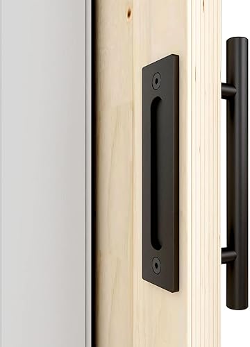 WOLFBIRD Maniglia per porta scorrevole in granaio, nero, stile retrò, in alluminio, 24 cm - Honorern