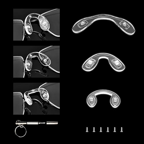 Naselli Antiscivolo per Occhiali,Cuscinetti Nasali Avvitabili per Occhiali Silicone Forma U,Kit di Riparazione Occhiali con Viti Cacciavite,3 diverse dimensioni adatte per occhiali e occhiali da sole - Honorern