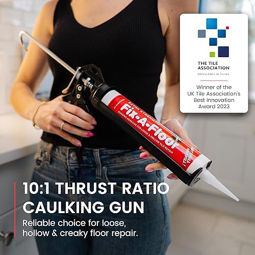 Fix-A-Floor Pistola per presellatura con rapporto di spinta 10:1, ideale per l'uso con adesivo Fix-A-Floor (non incluso) per riparazioni di pavimenti sciolti, cavi e scricchiolanti - Honorern