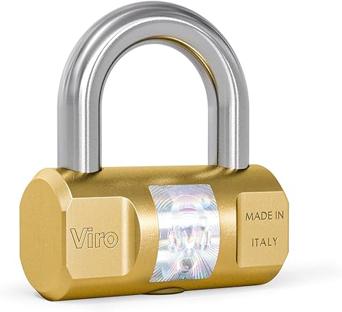 Lucchetto Antiscasso, Cilindrico, Base 50 mm in Ottone Massiccio, Arco in Acciaio, Chiusura a Scatto, 2 Chiavi in Dotazione - Honorern