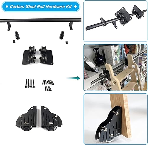 Scala Scorrevole Hardware Set Completo Kit Kit porta scorrevole per fienile, libreria hardware per scala scorrevole Kit hardware per scala scorrevole, binario per scala mobile a tubo tondo per casa/i - Honorern