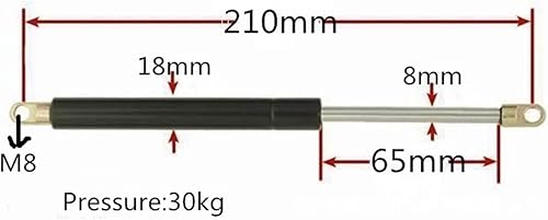 ammortizzatori a chiusura morbida, puntoni a gas, 1 pz Asta pneumatica for porta ribaltabile for carichi pesanti for letto Centro del foro da 210 mm Cerniera a molla pneumatica con corsa da 65 mm Asta - Honorern