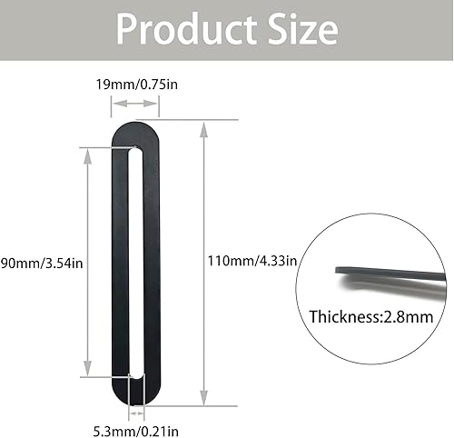 Staffe Angolari Piatte Supporti connettore piatto regolabile - 5pcs 110x19x2.8mm Piastre di Giunzione in Acciaio Inox con foro asolato scorrevole piatto supporto per Riparazione di Connettori, Nero - Honorern