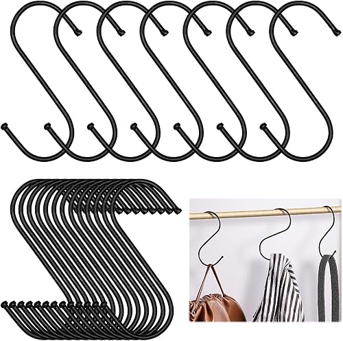 Ganci a S SRLWMYI 20 Pezzi Ganci Forma S pesanti Gancio Multifunzione Anti Ruggine in Alluminio S Ganci Appendiabiti per Cucina Camera da Letto Bagno Giardino Ufficio, Nero Grandi - Honorern