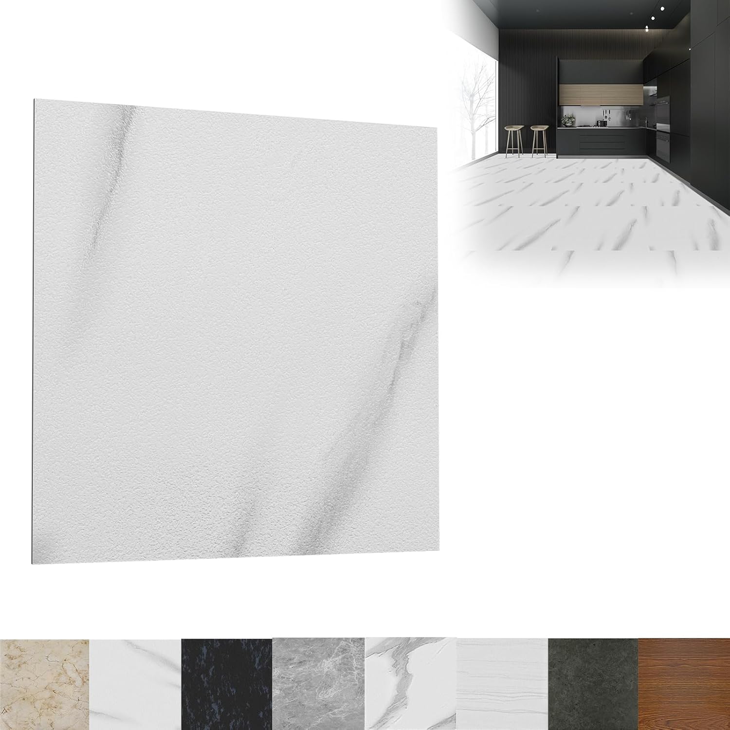 Rivestimento per pavimento in vinile in PVC, autoadesivo, 30 x 30 cm, 54 pezzi, piastrelle in vinile, 5,02 m², antiscivolo, per pavimento, resistente all'usura, impermeabile, per soggiorno, - Honorern