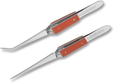 Pinzette per saldatura ad azione inversa pinzette incrociate in fibra Grip Pad ganasce seghettate mano libera orologi strumenti per la creazione di gioielli dritti e curvi 16 cm PTL® - Honorern