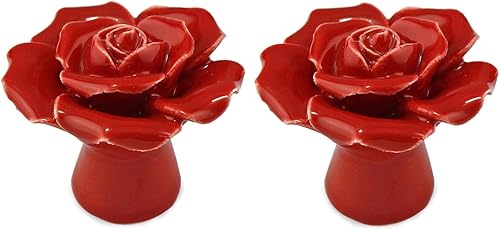Bianca Pomelli In Ceramica Rosa Fiore Manopole, Creativo Pomoli Per Cucina Armadio Cassetti Tirare Maniglioni - 2pcs - Honorern