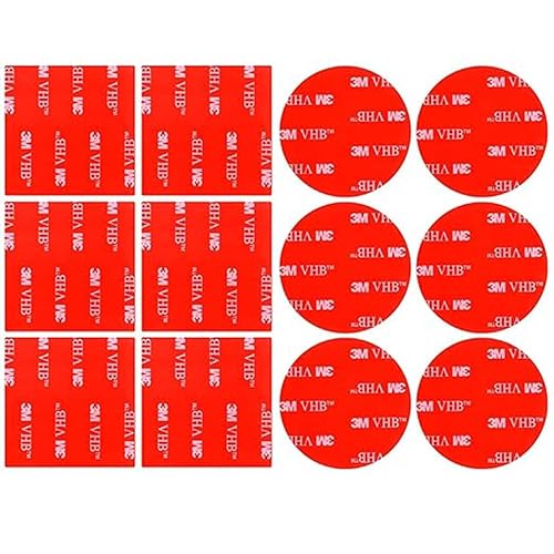 12 pezzi 3M nastro biadesivo adesivi, VHB nastro di montaggio fotocamera auto per auto, cruscotto, impermeabile, resistente al calore forte nastro adesivo adesivi (quadrato e rotondo) - Honorern