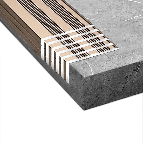 HAEKEBC 6 Pezzi Profilo Angolare per Gradini in Alluminio 120cm, Profilo per Bordi Scale per Gradini Antiscivolo, Protezione per Porte di Piscine(Light Grey,120cm/48in) - Honorern