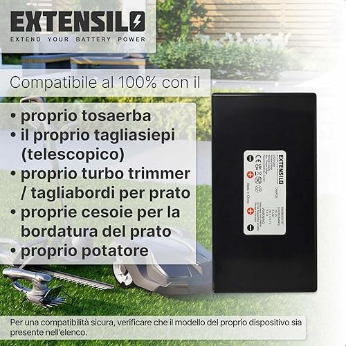 EXTENSILO batteria compatibile con Wiper C Xe, Ciiky XE, Ciiky XH, C12, C20, C6, C8, Joy tagliaerba, robot tagliaerba (3400mAh, 25,2V, Li-Ion) - Honorern
