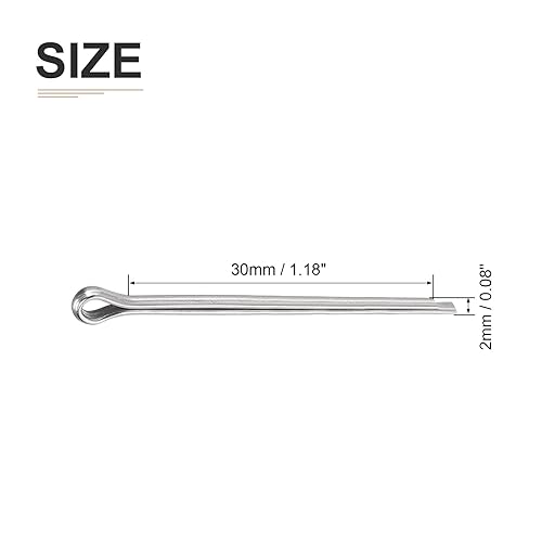 2mm x 35mm (DxL) Coppiglia Clip Perni - 30pz - Buono per Macchinari - 304 Inossidabile Acciaio Forcina Elementi fissaggio - Argento - Honorern