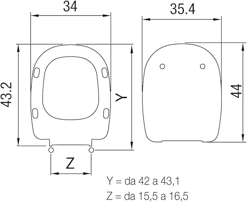 2FSE172702 Sedile WC, Resina Termoindurente, Bianco, 44x35.4x5 cm - Honorern