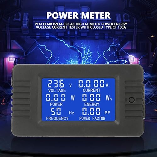Voltmetro Amperometro Digitale, PZEM-022 Rilevatore di Tensione LED Wattmetro Multimetro Digitale Multifunzione Misuratore di Tensione Corrente Energia Potenza 80-260V 100A con Tipo Chiuso CT - Honorern