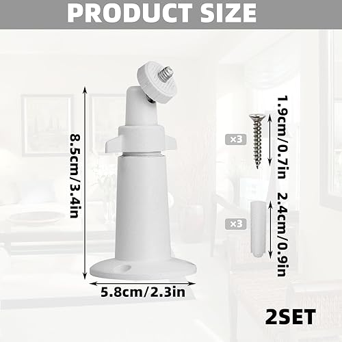 2 Pack Supporto per Telecamera Professionale, Supporto da Parete Esterno Regolabile 360° con Base Stabile, Ideale per Telecamere di Sorveglianza e Sistemi di Videosorveglianza - Honorern
