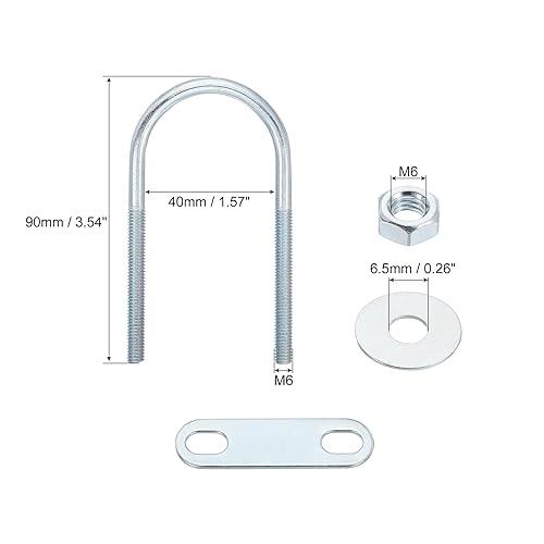 Bulloni a U Rotondi, 2 Set 40mm Larghezza Interna 90mm Lunghezza M6 Bullone a U in Acciaio al Carbonio Zincato con Dadi e Piastre, per Rimorchi Nautici - Honorern