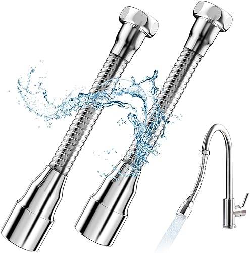 2 Pezzi di Prolunga Rubinetto Cucina Universale, Prolunga Lavandino Cucina, Prolunga Per Rubinetto a Parete per Rubinetto Multifunzione in Acciaio Inox, per Cucina e Bagno, 20 cm - Honorern