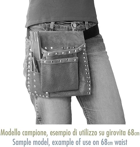 Emilia Borchiata - Borsa in Vera Pelle, Colore Marrone, Rivetti Cromati, Cintura Inclusa - Honorern