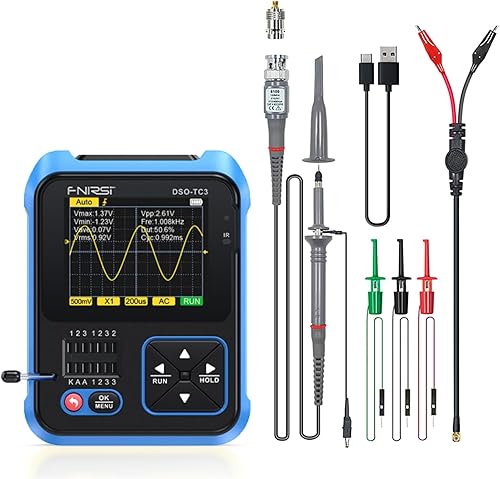 TC3 - Tester ESR per oscilloscopio Portatile 3 in 1 Display TFT da 2,4' Mini oscilloscopio Digitale da 1500 mA - Larghezza di Banda 200 KHz e frequenza di campionamento 2,5 MS/S - Honorern
