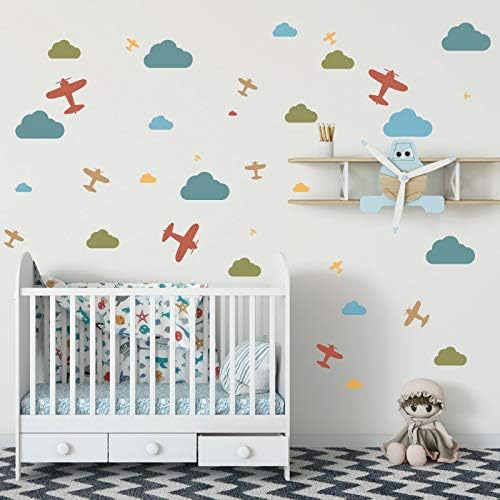 NAKLEO 5 pezzi riutilizzabili stencil di plastica - Aereo Piano Volo 2-34x34cm a 9x9cm - Decorazioni Stanza Bambini Pittura Motivi - Mobili Parete fai-da-te Artigianato - Honorern