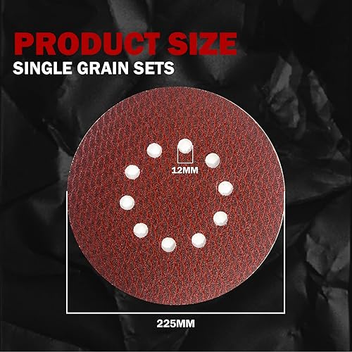 Dischi Abrasivi 225 mm, 30 Pezzi 10 Fori Rombo Rosso Carta Vetrata Ossido di Alluminio, P40 Grana per Levigatrice Cartongesso - Honorern