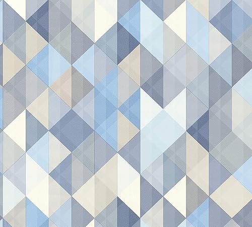 Carta da parati in tessuto non tessuto Scandinavian 2, 10,05 m x 0,53 m, blu, marrone, grigio, Made in Germany 367863 36786-3 - Honorern