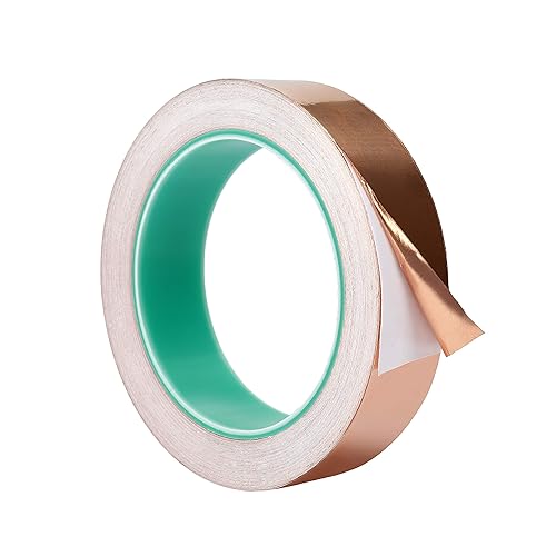 Nastro di rame bifacciale conduttivo EMI schermatura, autoadesivo, per circuiti di carta, riparazioni elettriche (25 mm x 20 m) - Honorern